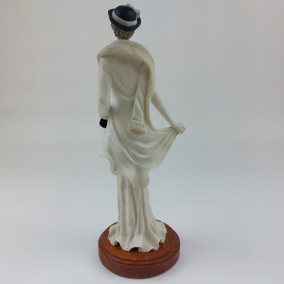 Art Deco Elegant Lady Figurine "Sheila" with Coat, Hat, and Bag - 11.75" - white