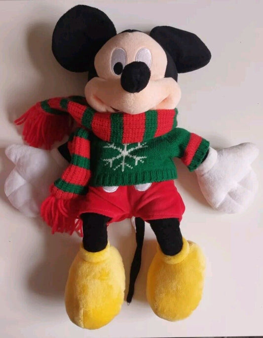 Christmas Mickey Mouse-Disney Store Plush Toy 17" - Holiday Outfit,Soft & Cuddly