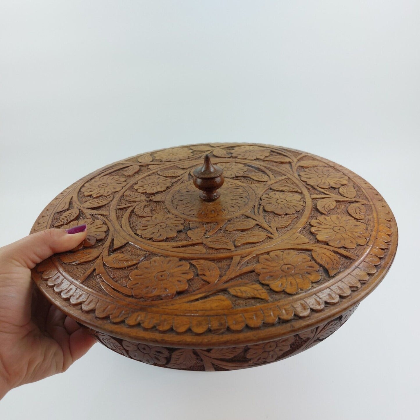 Handcrafted Carved Wooden Box with Lid Breakfast & Decorative Multipurpose