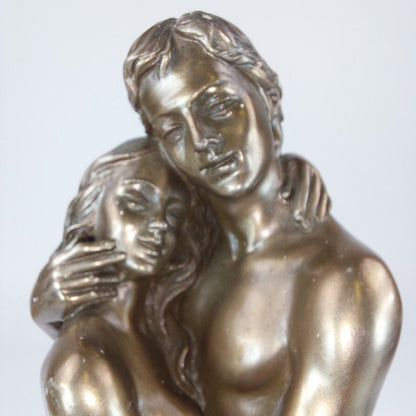 Bronze Effect Resin Embracing Couple Nude Sculpture