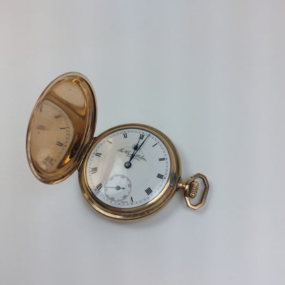 1929 Thomas Russell & Son Full Hunter Pocket Watch, Swiss Movement, Gold Plated