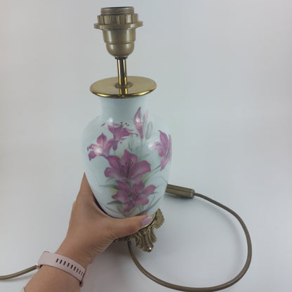 Vintage Limoges France Hand Painted Porcelain Brass Table Lamp Artist Signed35cm