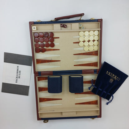 Backgammon In Leather Box Exculusive Made In Taiwan, See The Pics!