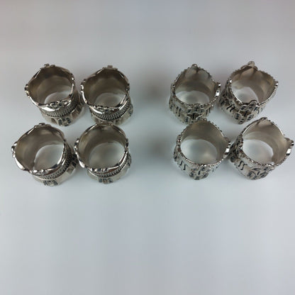 Wallace Silversmiths Nickel & Black Diamond Crystal Napkin Rings-1 Male & 1 Fema