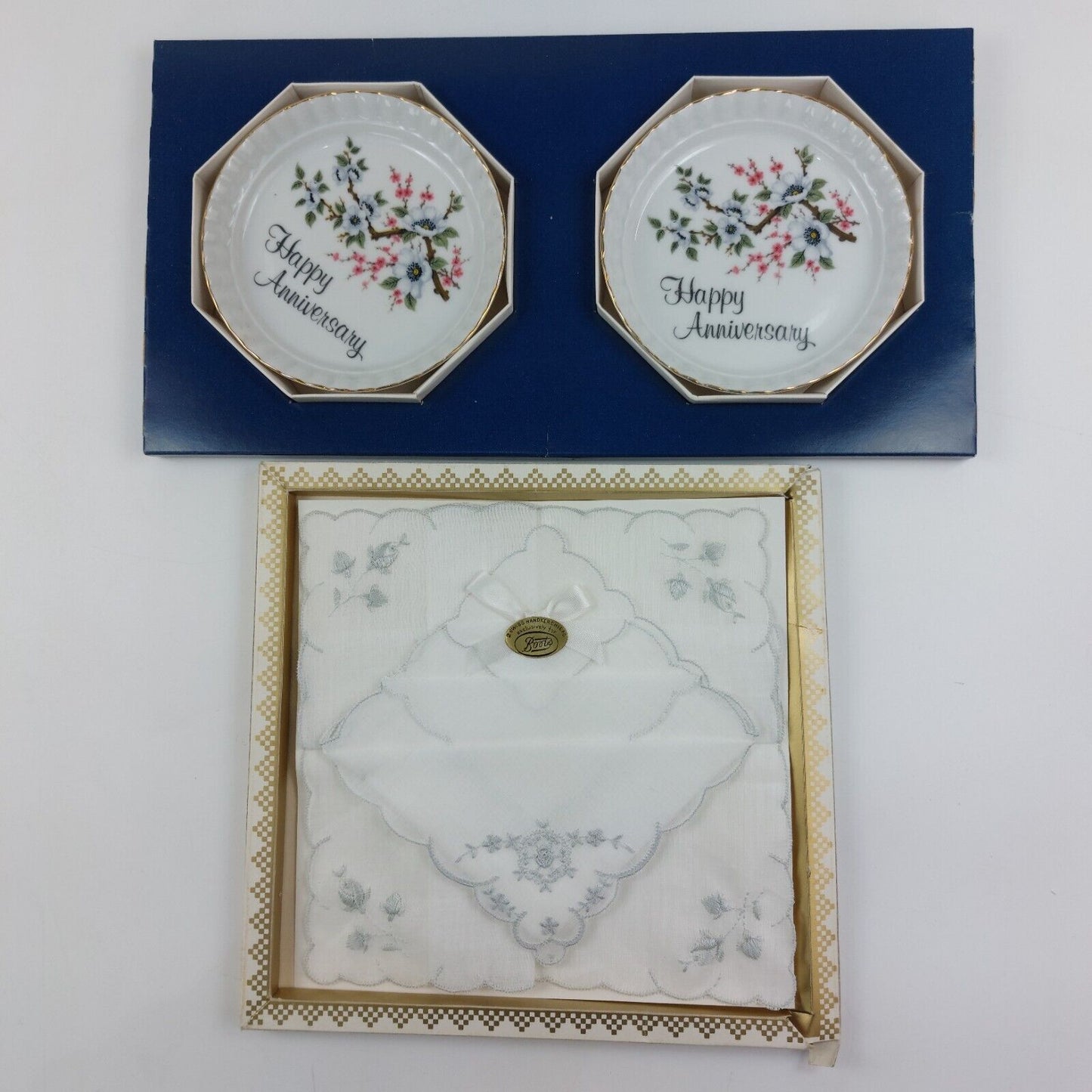 Vintage AJL Stoke-on-Trent Ceramic A Coasters & Boots Swiss Handkerchiefs Set