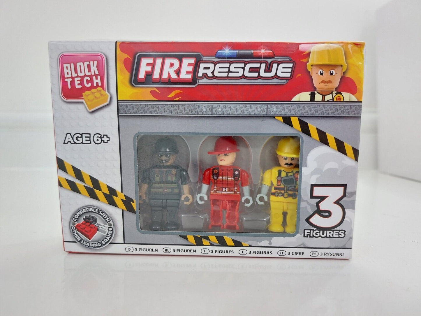 Block Tech Fire Rescue 3 Figures Set - Compatible with Major Brands - New & Boxe