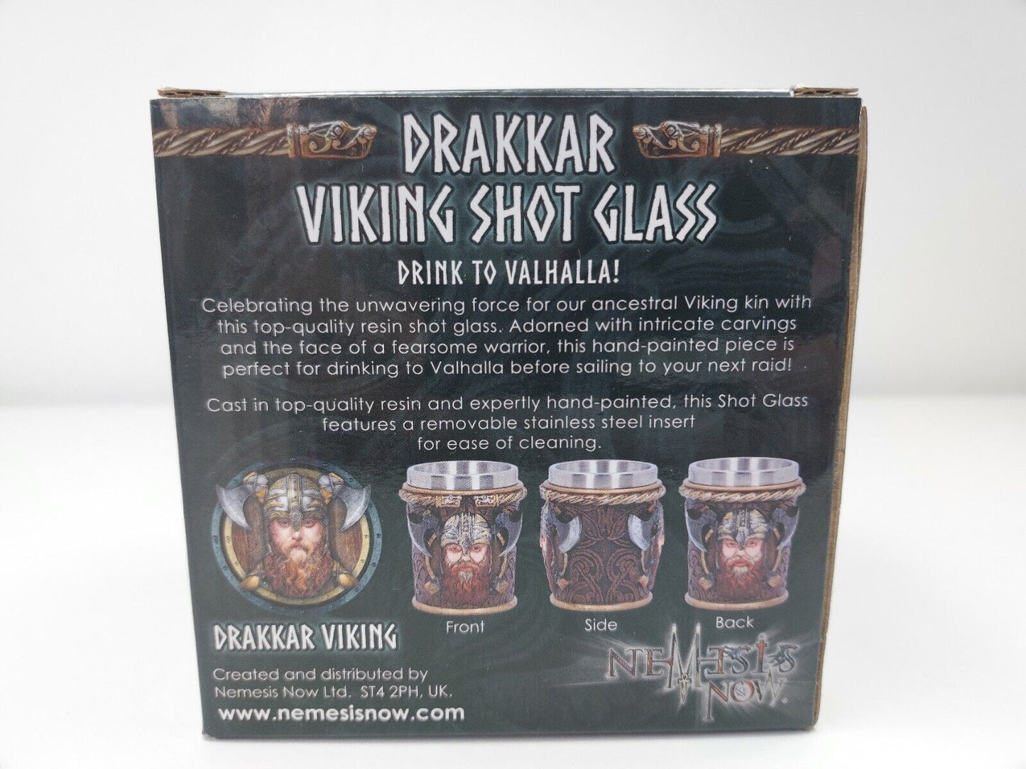 Nemesis Now Drakkar Viking Shot Glass- Hand-Painted Resin with Stainless Steel