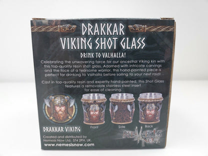 Nemesis Now Drakkar Viking Shot Glass- Hand-Painted Resin with Stainless Steel