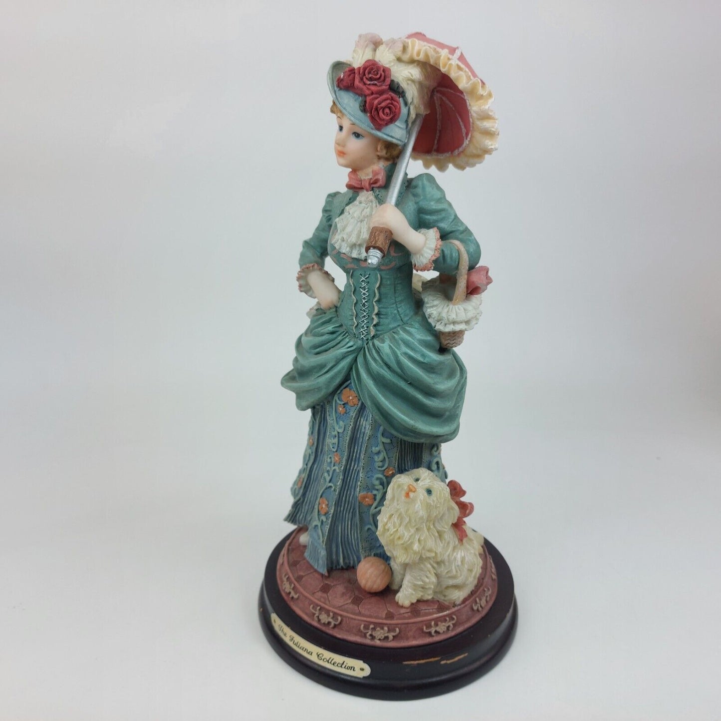 Juliana Collection Porcelain Victorian Lady Figurine with Dog Collectible 10.5"