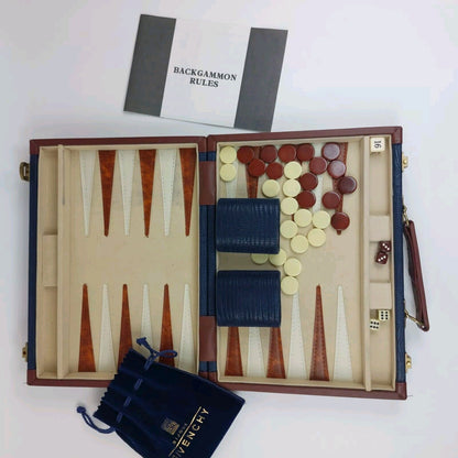 Backgammon In Leather Box Exculusive Made In Taiwan, See The Pics!