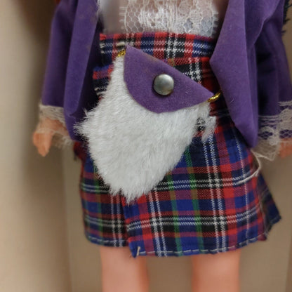 1950s Scottish Argyle Souvenir Girl Doll with Rooted Hair - Vintage Rare, 30 cm