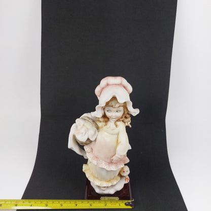 1984 Giuseppe Armani Pink Hat Girl with Basket Figurine - Florence Collectible