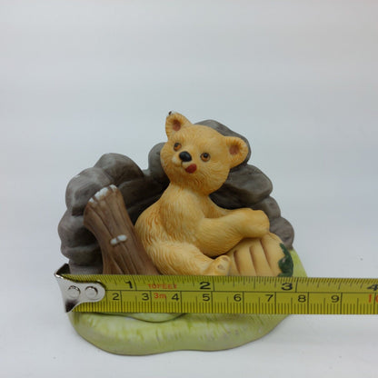 Franklin Porcelain Handpainted Fine Porcelain Bear, Woodland Surprises 1984