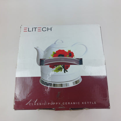 Elitech Classic Ceramic Poppy Electric Teapot Kettle Rose Floral Pattrn 1L Retro