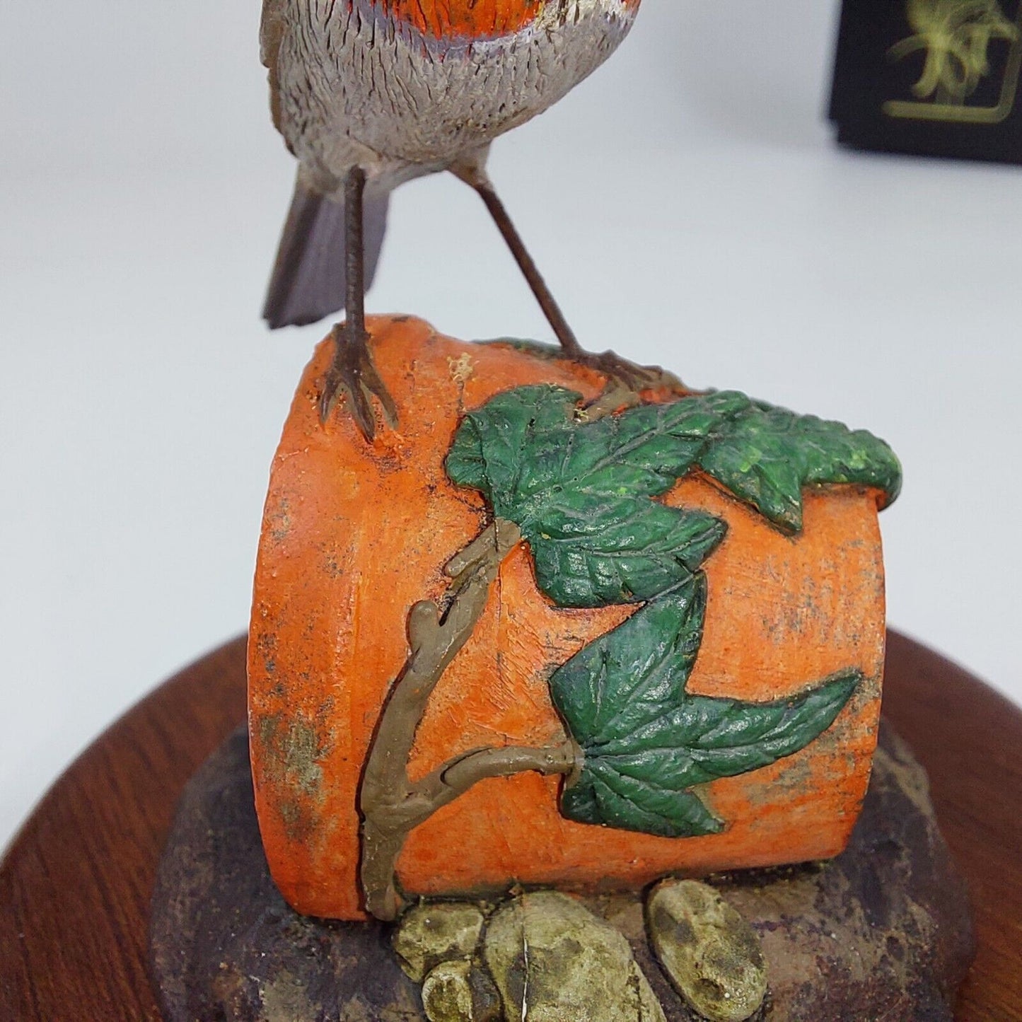 The Merlin Collection Hand Painted Robin Figurine on Wooden Base - Decor Art