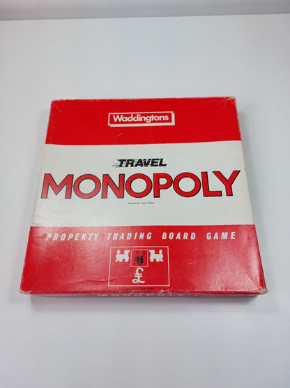 Vintage Monopoly Travel Edition Red Box Waddingtons 1984 Collectable