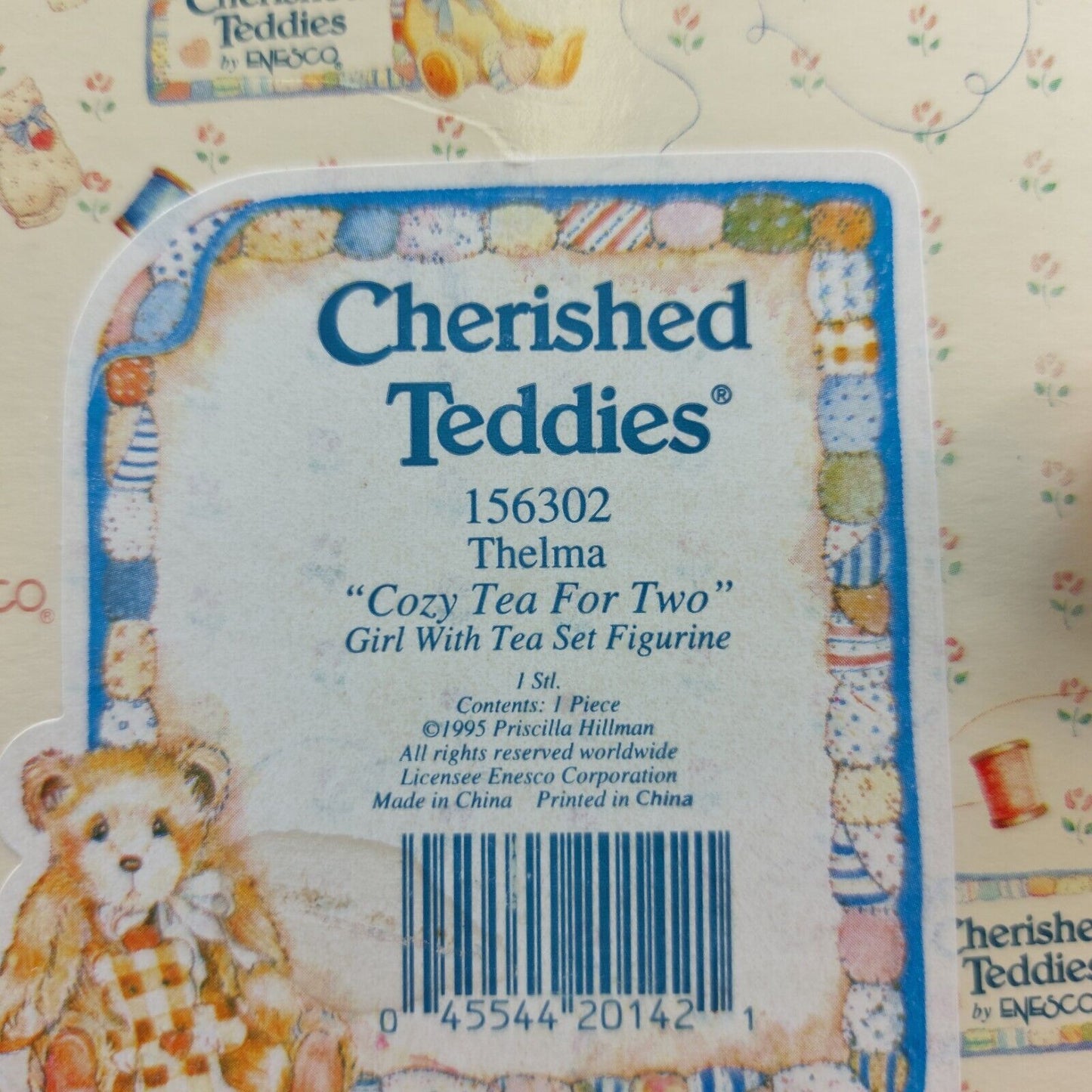 Cherished Teddies 'Cozy Tea For Two' Figurine 1995 - Original box & Certificate