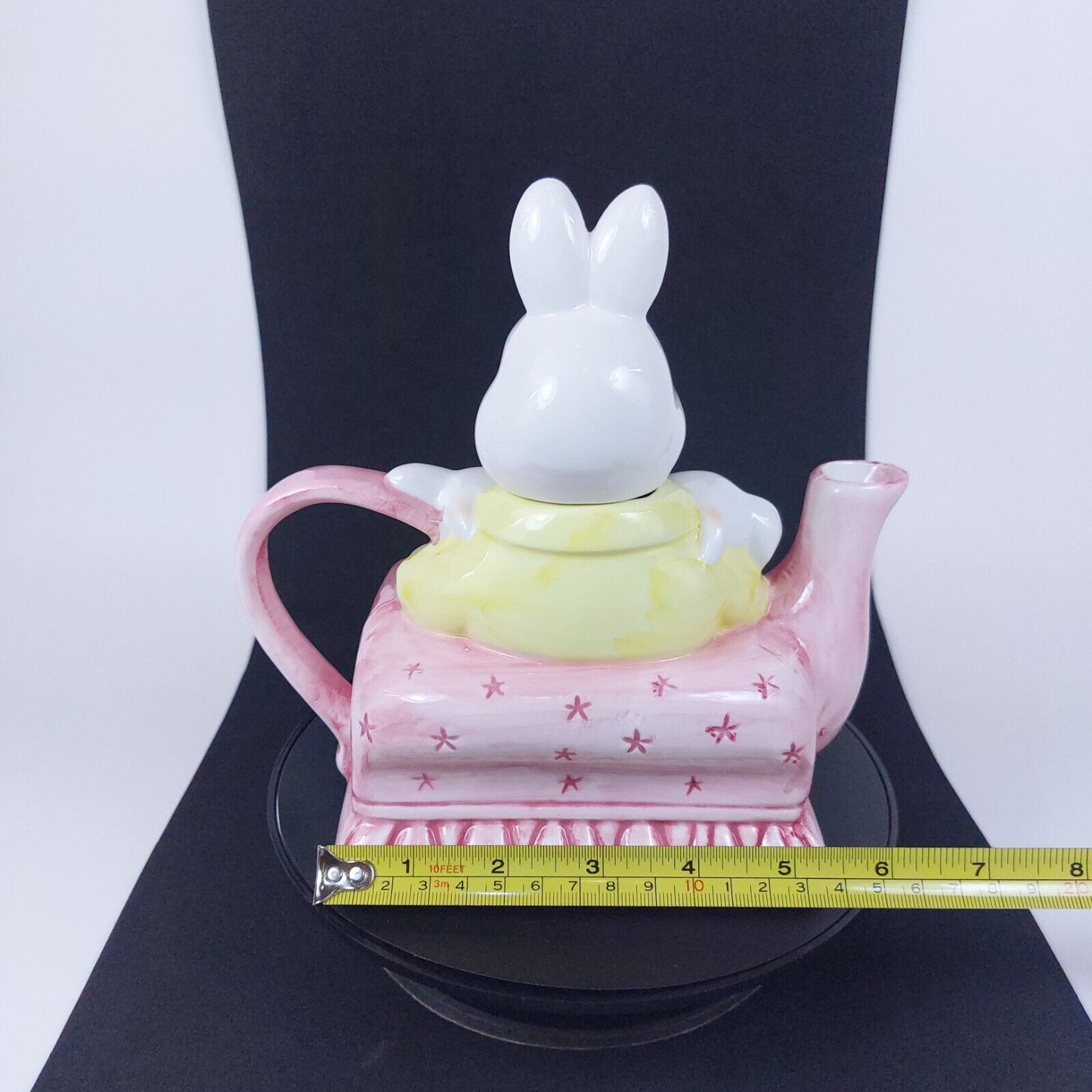 Ceramic Rabbit Family Teapot Hand-Painted Decorative Pink Pastel Collectible