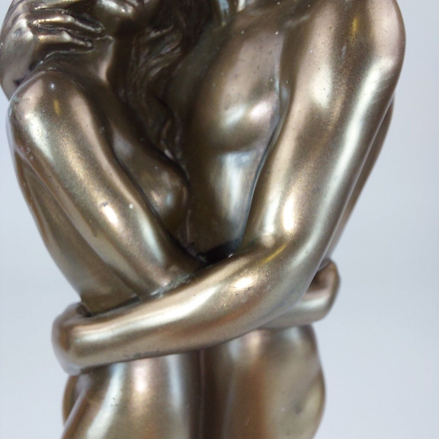 Bronze Effect Resin Embracing Couple Nude Sculpture