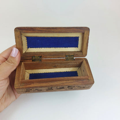 Vintage Hand-Carved Wooden Jewelry Boxes - Set of 3, Intricate Designs