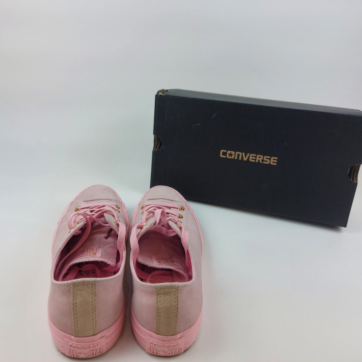 Converse Chuck Taylor All Star UK Size 8 Powder Pink Suede, Used Boxed, Good Con