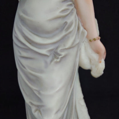 A. Belcari Dear Figurine, Lady with Dog, 1987 Porcelain, 9.5", Italian