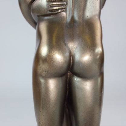 Bronze Effect Resin Embracing Couple Nude Sculpture