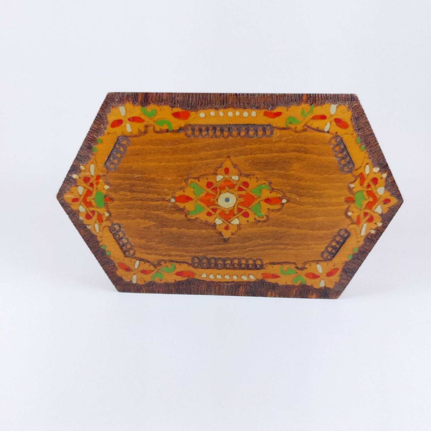 Vintage Bulgarian Hand-Painted Wooden Jewelry Box