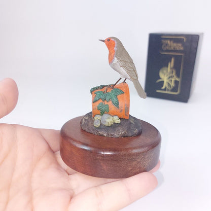 The Merlin Collection Hand Painted Robin Figurine on Wooden Base - Decor Art