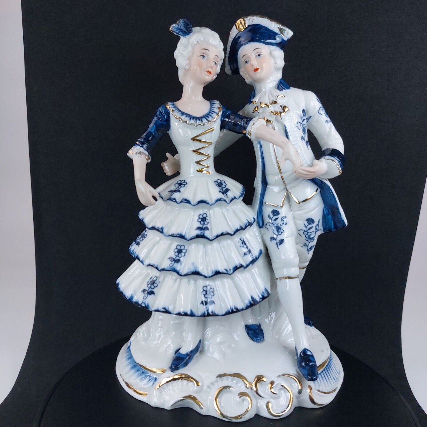 Elegant Porcelain Couple Figurine, 18th Century Costume, 8 Inches