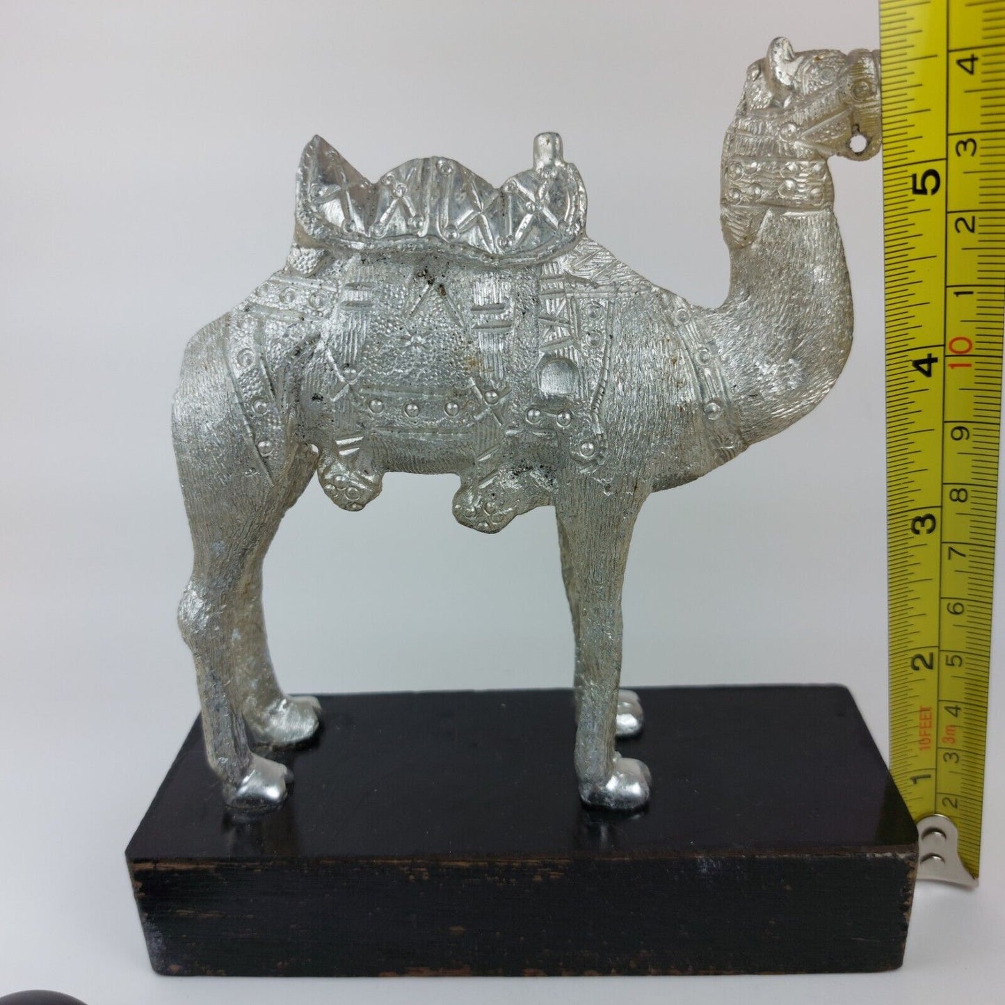 Silver-Plated Metal Camel Statue, Ornate 5.5 Inch Collectible