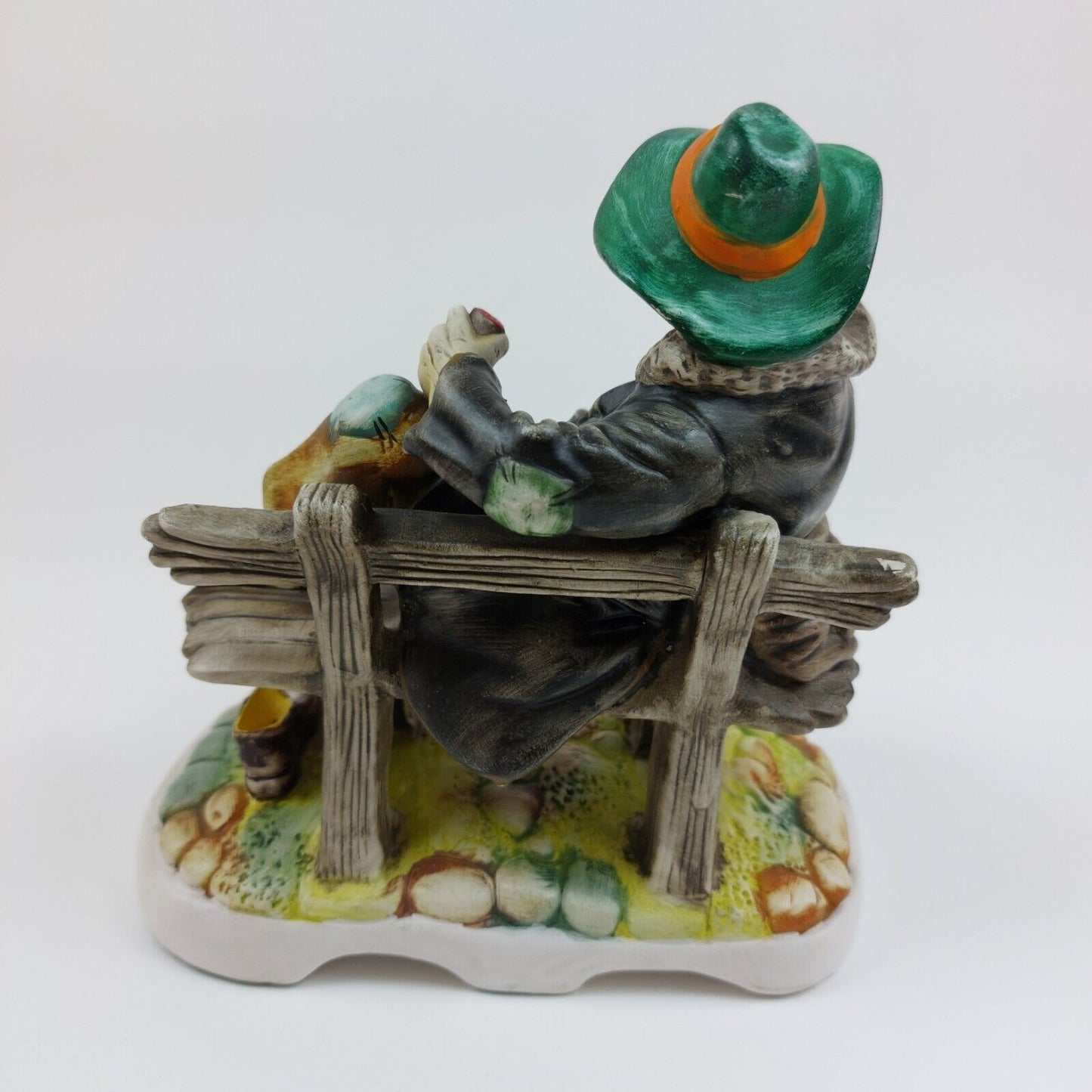 Capodimonte Style Ceramic Figurine of Sitting Man on Bench - Made in Portugal