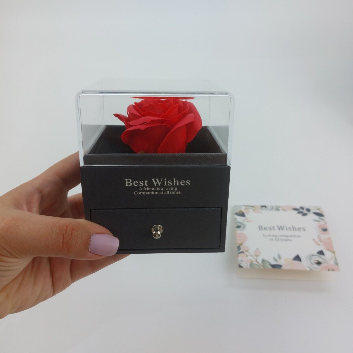 Red Silk Rose, Gifts for Her Eternal Rose Jewelry Box With Necklace Gift  Gf Mum