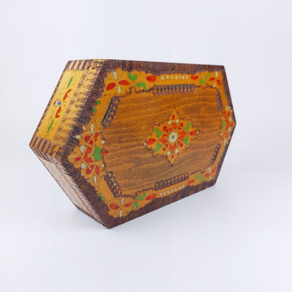 Vintage Bulgarian Hand-Painted Wooden Jewelry Box