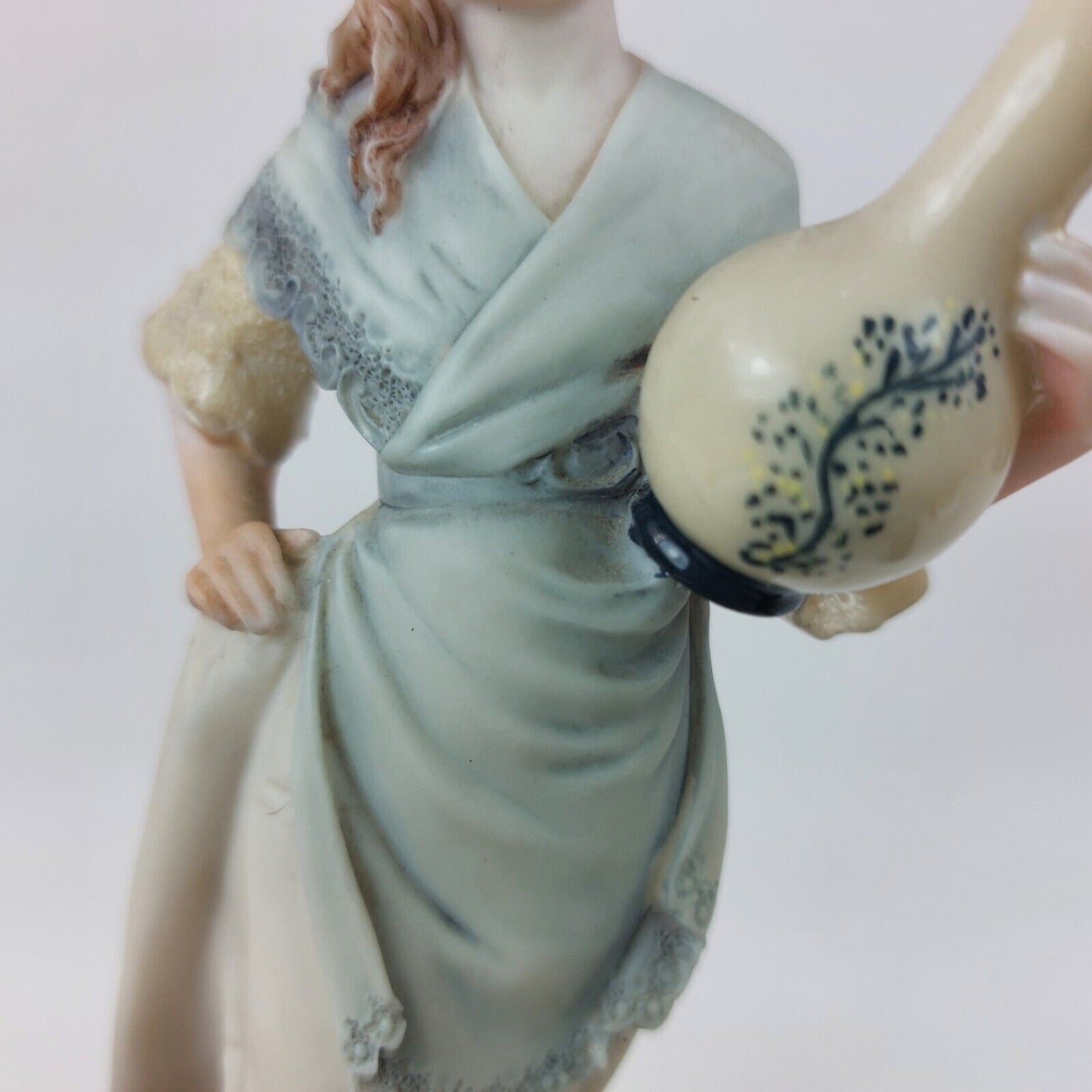 A. Belcari Capodimonte Figurine, Signed 1987, Italian Porcelain Girl with Dog