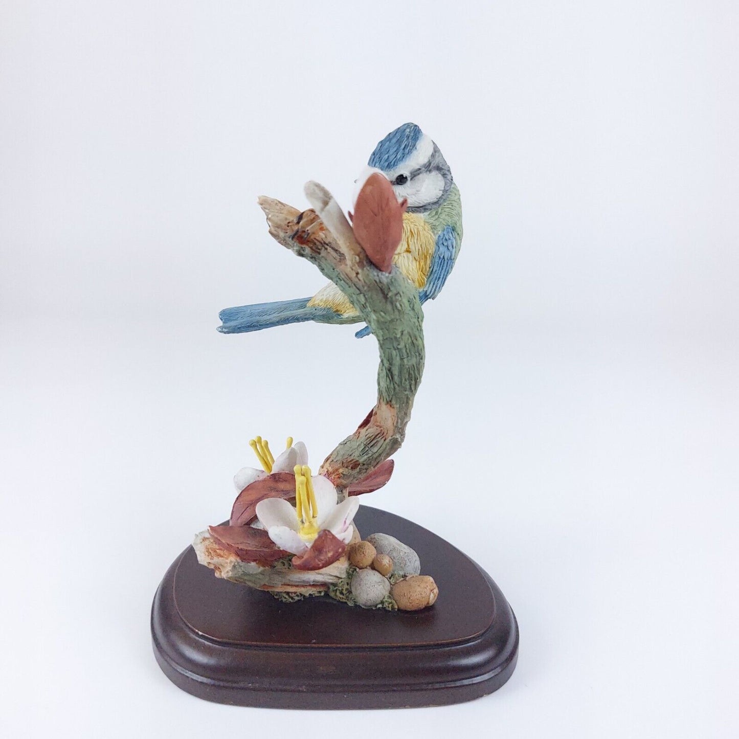 Country Artists "Bluetit with Cherry Blossom" Handcrafted Resin Figurine, Signed