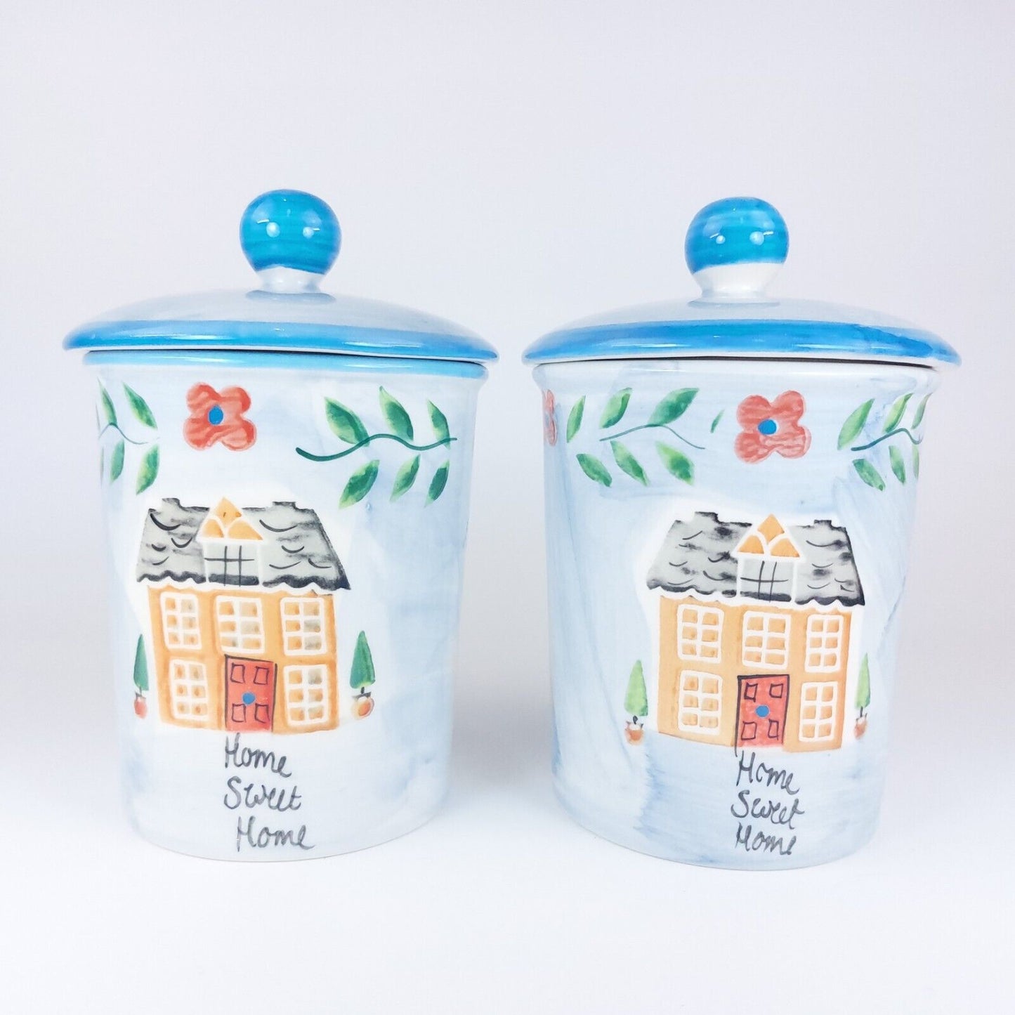 English Country Pottery "Home Sweet Home" Ceramic Canister /Jar Set