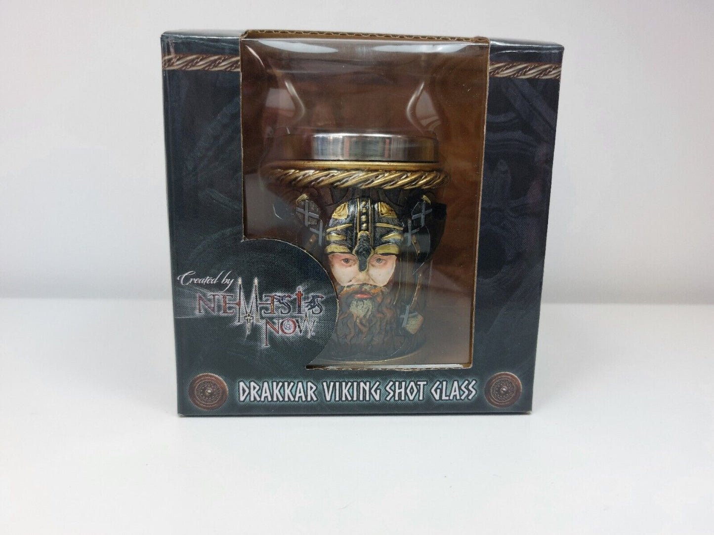 Nemesis Now Drakkar Viking Shot Glass- Hand-Painted Resin with Stainless Steel