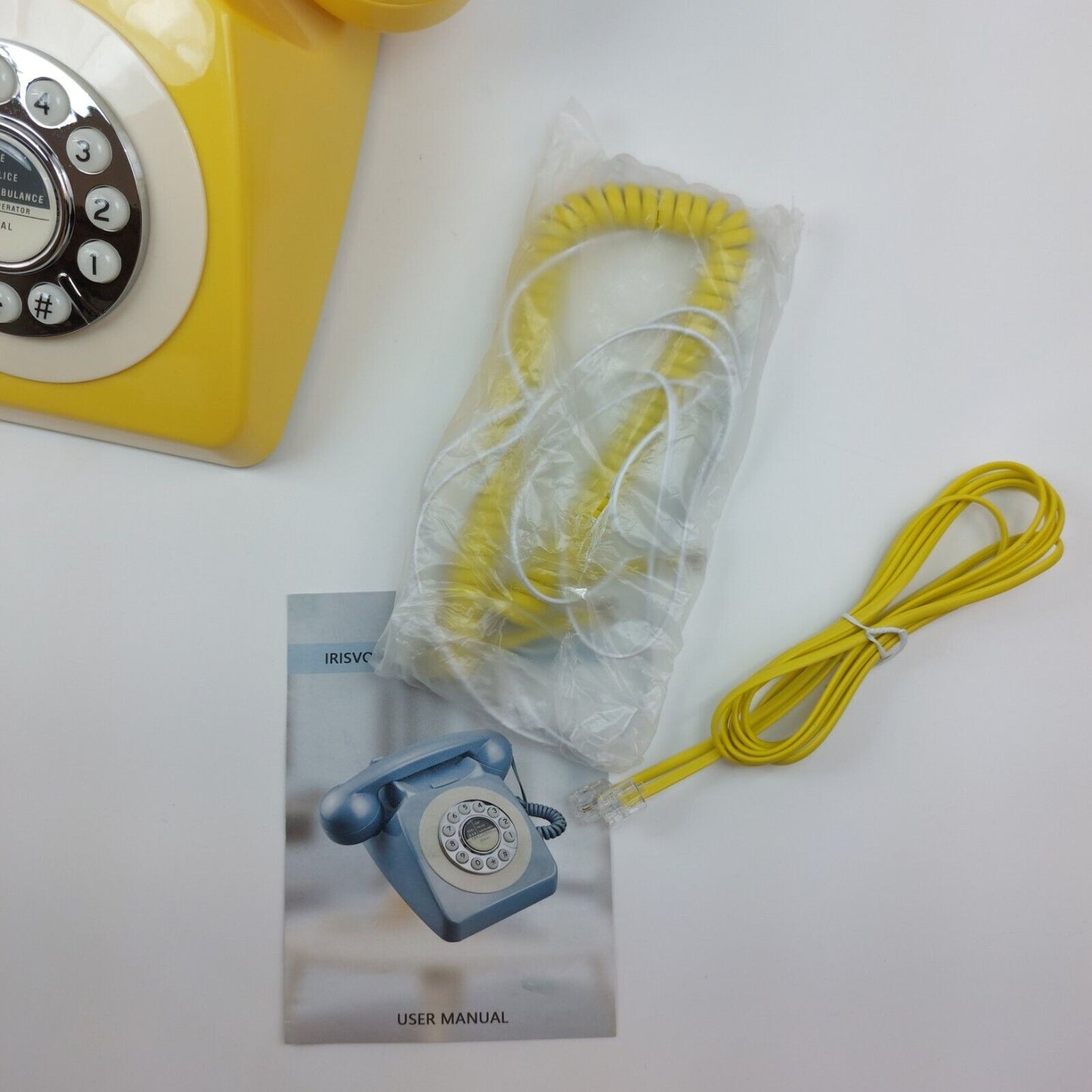 IRISVO RETRO CORDED Home phone, Handset Telephone - Yellow, Brand New, 70s Phone