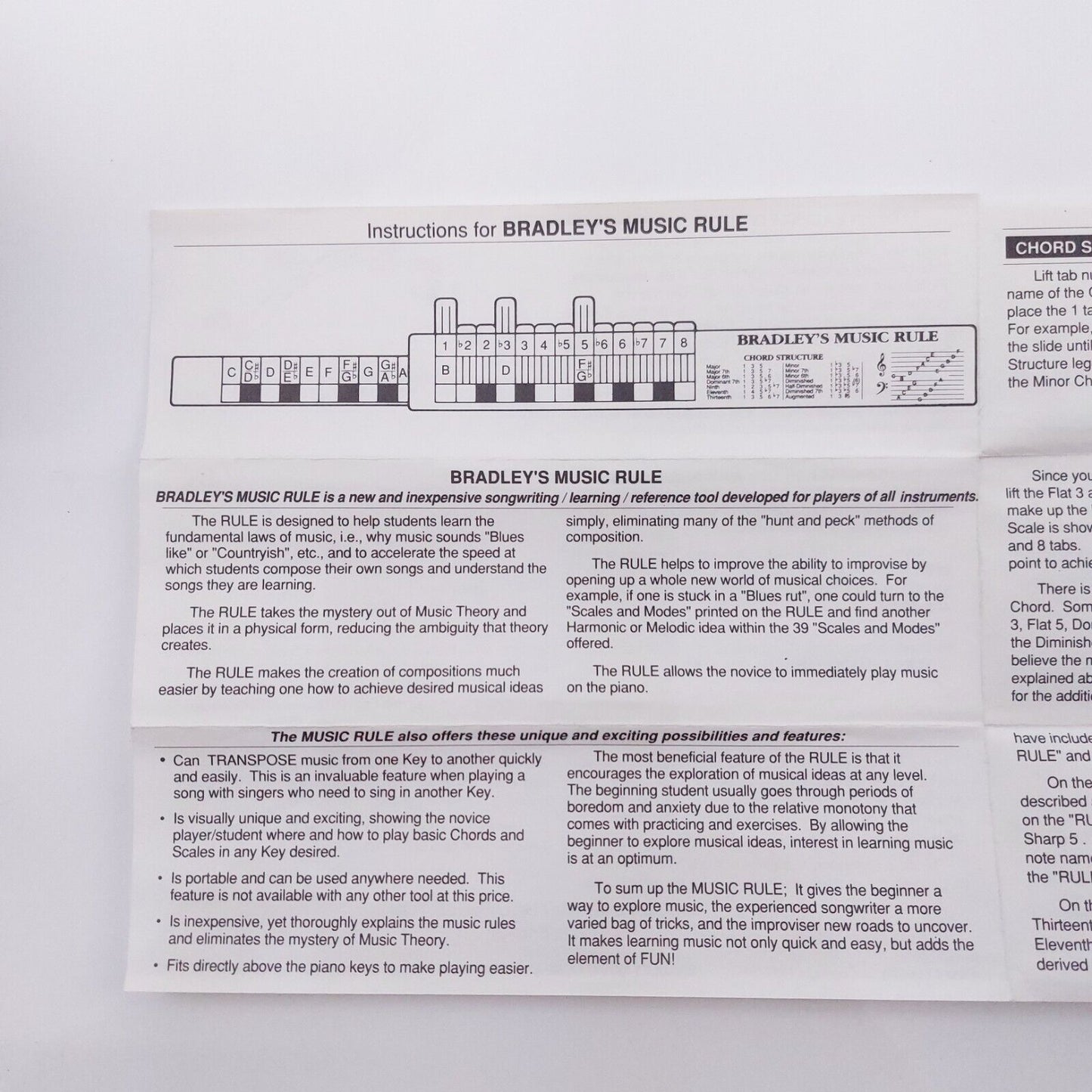 Bradley's Music Rule Slide Chart – Good Condition