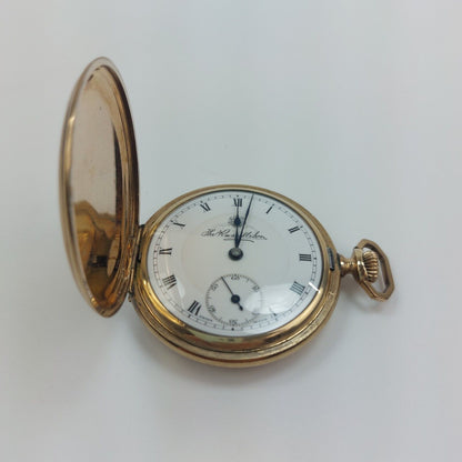 1929 Thomas Russell & Son Full Hunter Pocket Watch, Swiss Movement, Gold Plated