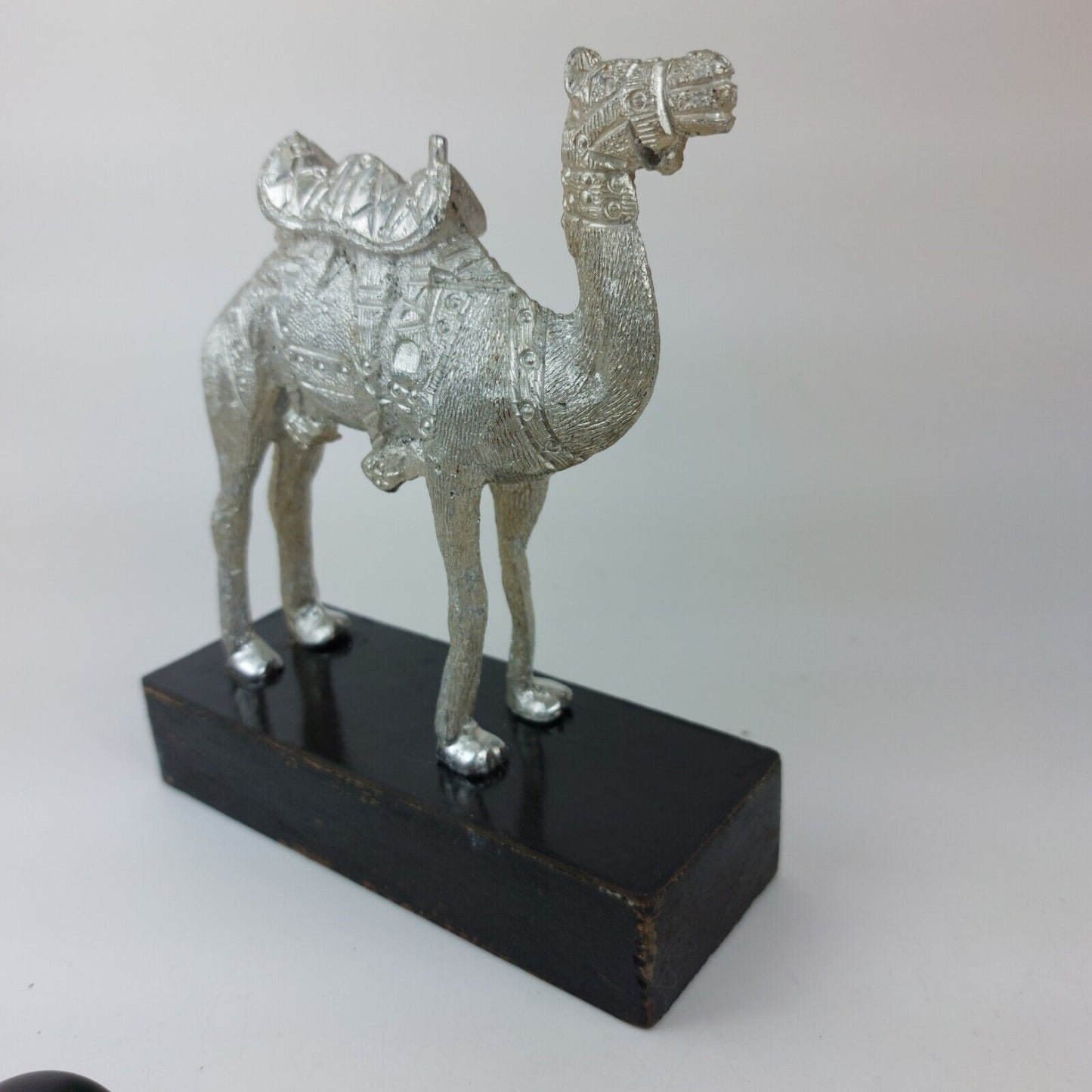 Silver-Plated Metal Camel Statue, Ornate 5.5 Inch Collectible