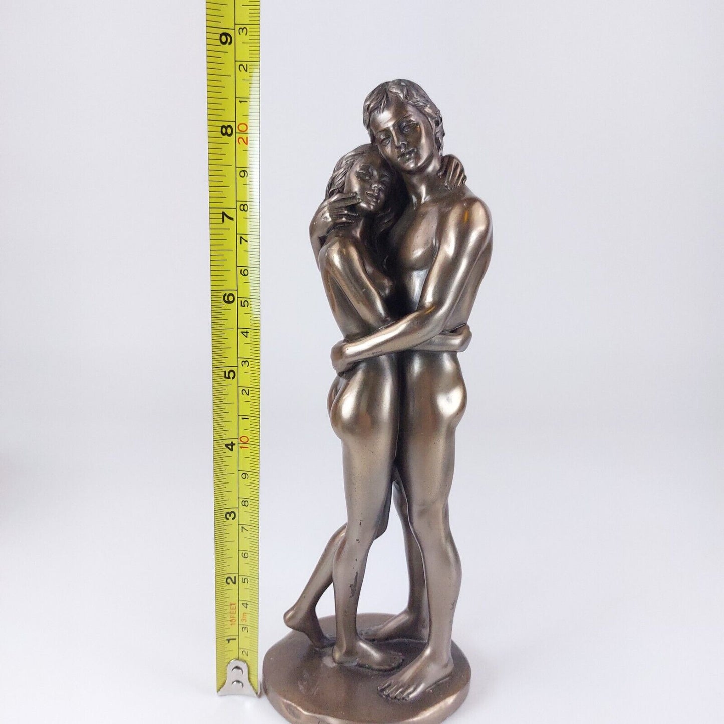 Bronze Effect Resin Embracing Couple Nude Sculpture