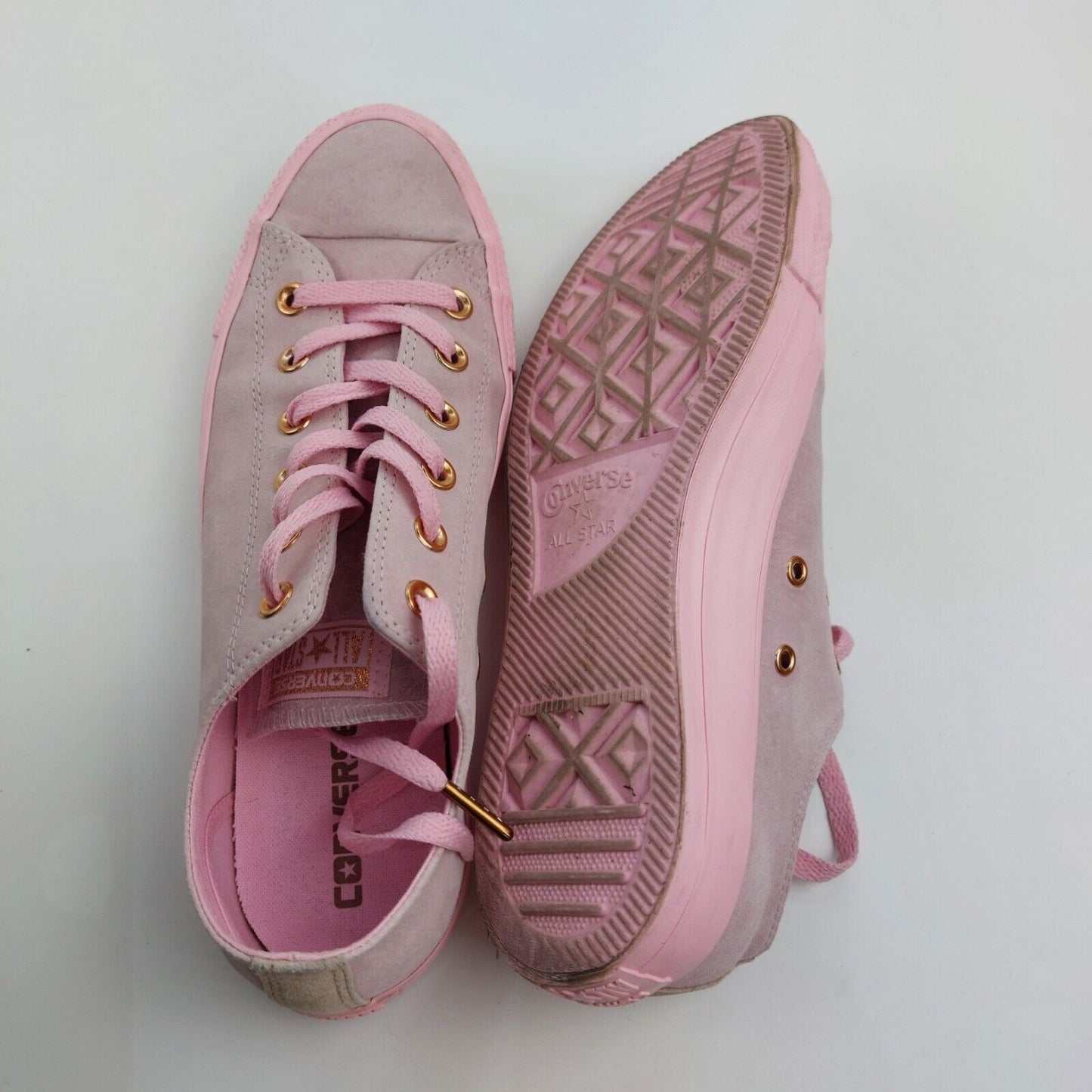 Converse Chuck Taylor All Star UK Size 8 Powder Pink Suede, Used Boxed, Good Con