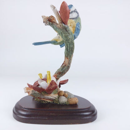 Country Artists "Bluetit with Cherry Blossom" Handcrafted Resin Figurine, Signed