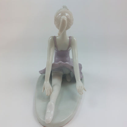 Pair of Vintage Porcelain Ballerina Figurines - Lavender & White/Gold