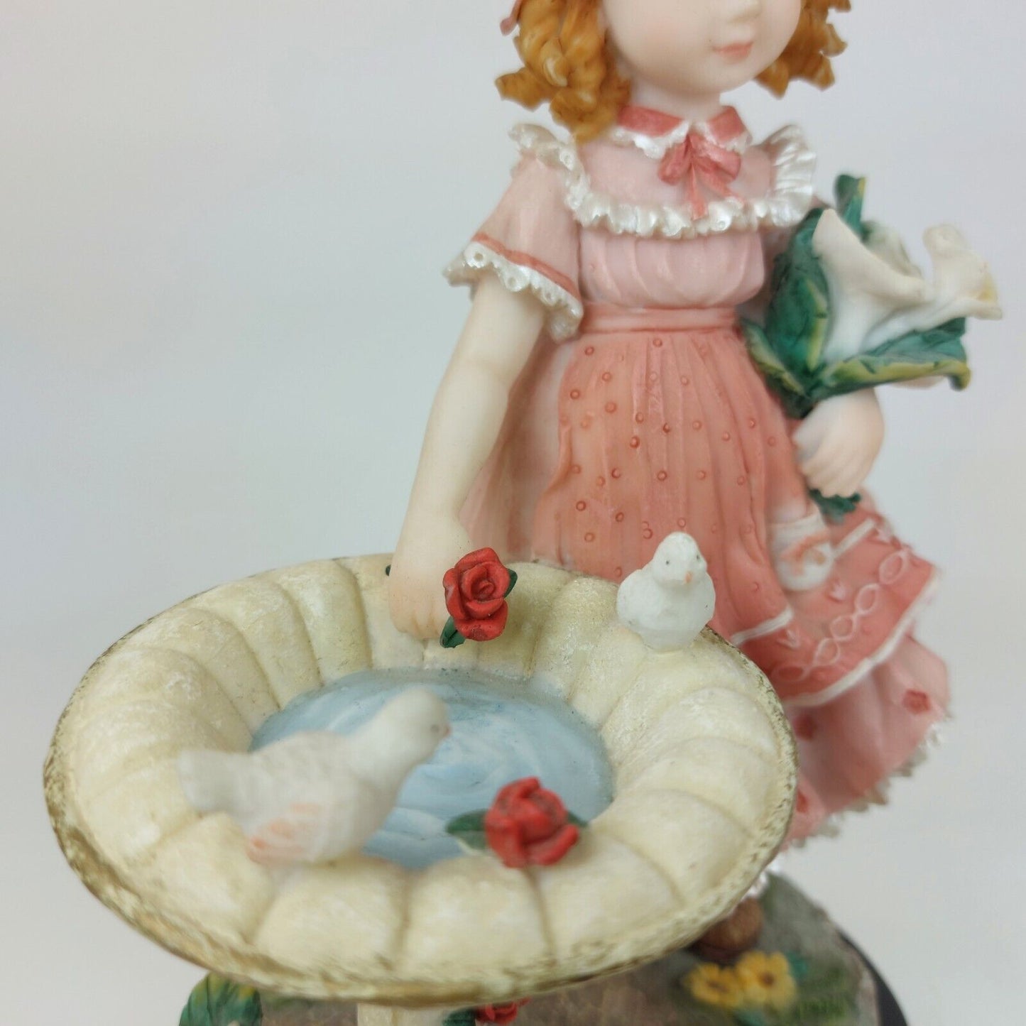 Juliana Collection Decorative Figurine Girl with Doves Porcelain Pink Dress