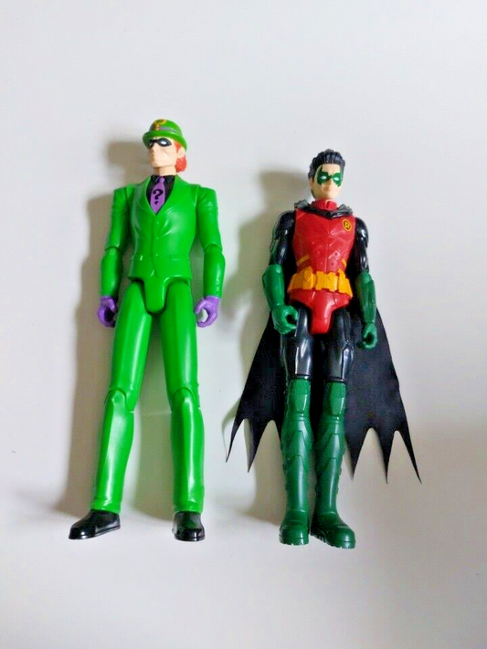 2x 12" Batman Action Figures - Robin & Riddler - Jointed Man Toy