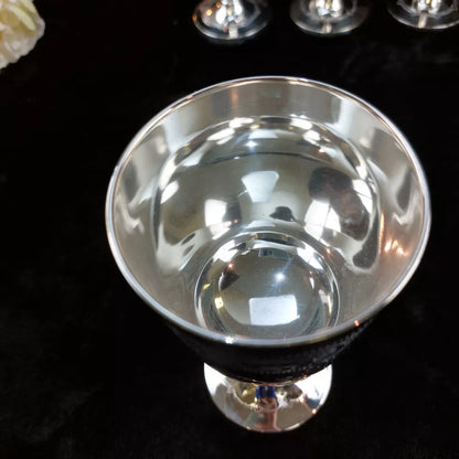 Set of 6 Silver-Plated French Wine Goblets with EPNS Mark, Inspired by Renaissance Style