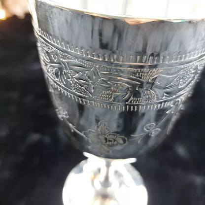 Set of 6 Silver-Plated French Wine Goblets with EPNS Mark, Inspired by Renaissance Style